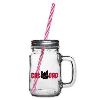 Wild Cat Cat Dad - Glass jar with handle and screw cap - clear - Right