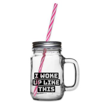 woke up like this - Glass jar with handle and screw cap - clear - Right