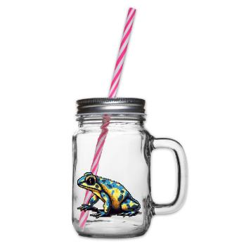 Farbenfroher Retro Pixel Pfeilgiftfrosch in 8 Bit - Henkelglas mit Schraubdeckel - Klar - Rechts