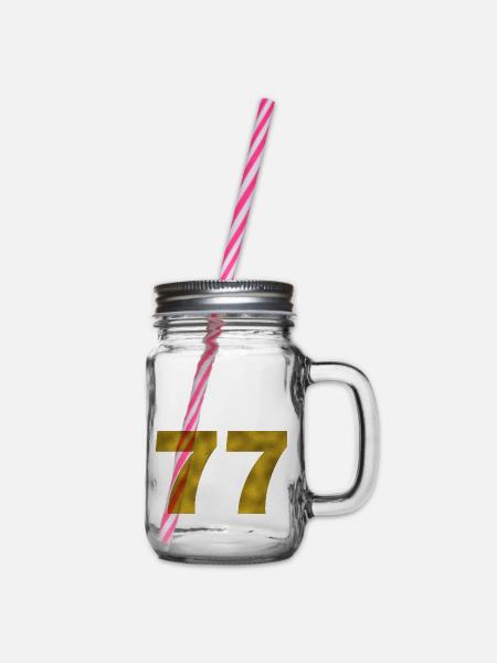 Geburtstag 77 Jahre - Henkelglas mit Schraubdeckel - Klar
