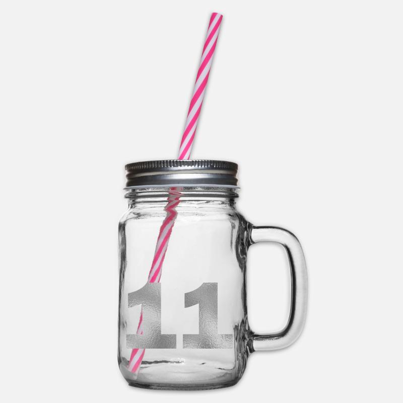 Birthday 11 years - Glass jar with handle and screw cap - clear