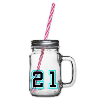 21 Number symbol - Glass jar with handle and screw cap - clear - Right