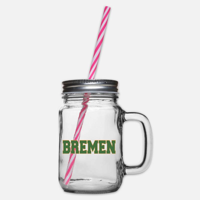 Lettrage en bloc de Brême vert et or - Bocal à boisson - transparent
