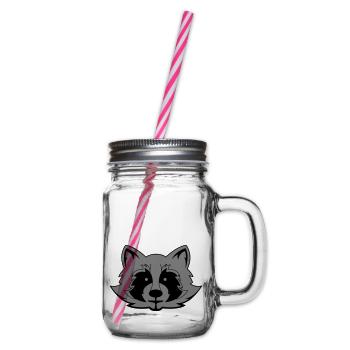 Raccoon Comic - Glass jar with handle and screw cap - clear - Right