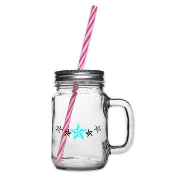 Stars Design - Glass jar with handle and screw cap - clear - Right