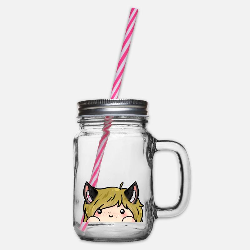Katzen Mädchen - Henkelglas mit Schraubdeckel - Klar