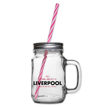 all i care about is liverpool - Glass jar with handle and screw cap - clear - Right