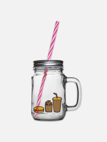 Burger Pommes Cola - Henkelglas mit Schraubdeckel - Klar