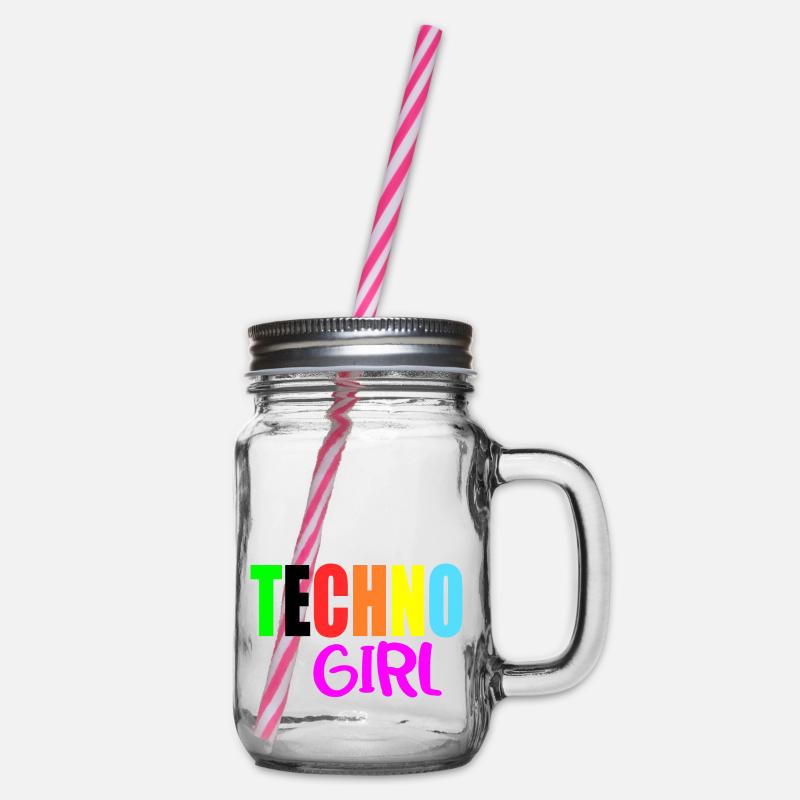 Techno-Mädchen - Henkelglas mit Schraubdeckel - Klar
