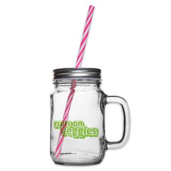 Vegan Vegetarier Pflanzlich Vintage I Geschenk - Henkelglas mit Schraubdeckel - Klar - Rechts
