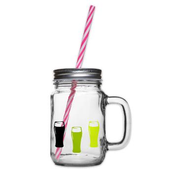 Beer Glasses - Glass jar with handle and screw cap - clear - Right