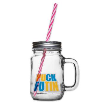 puck futin logo design - Glass jar with handle and screw cap - clear - Right