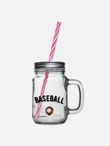 Baseball - Henkelglas mit Schraubdeckel - Klar