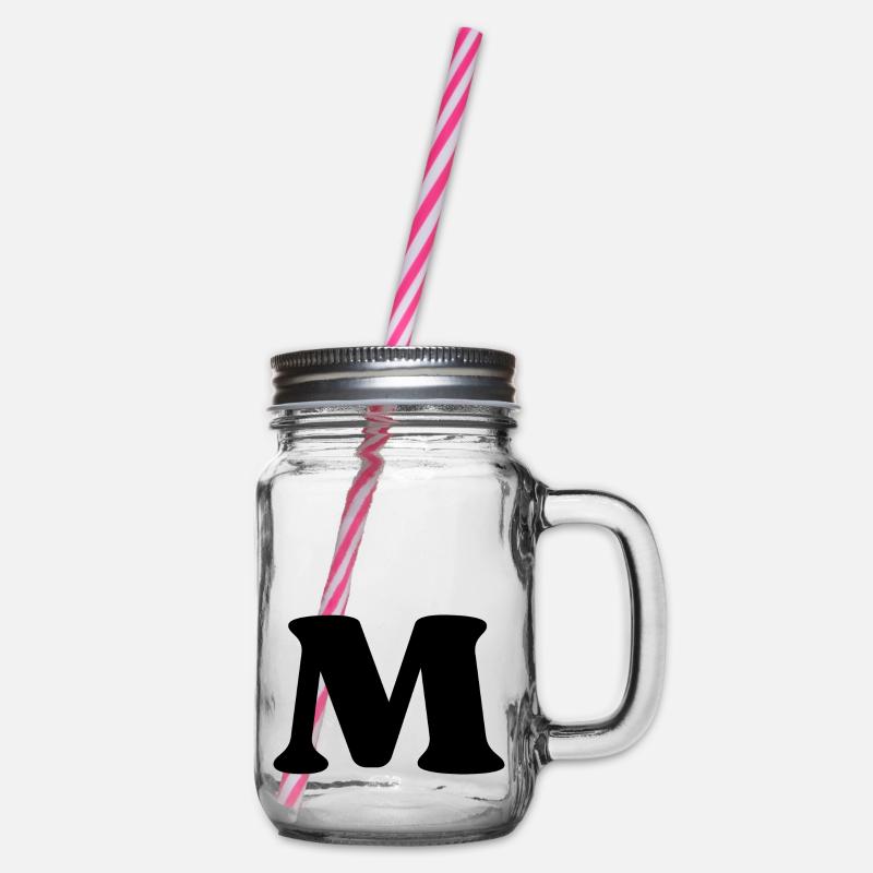 Buchstabe m - Henkelglas mit Schraubdeckel - Klar