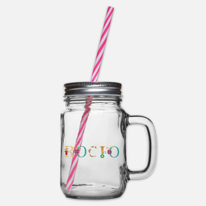 Le nom ROCIO est décoré de fleurs - Bocal à boisson - transparent
