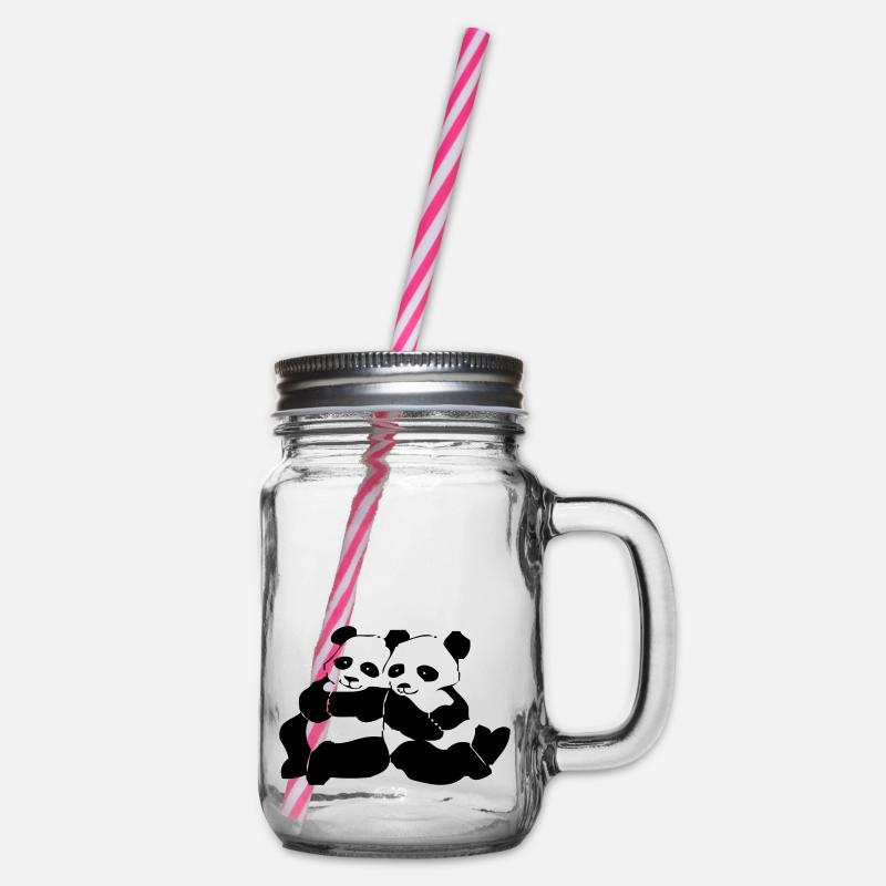 Panda - Henkelglas mit Schraubdeckel - Klar