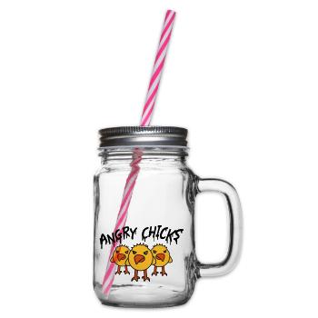 Angry Chicks - Henkelglas mit Schraubdeckel - Klar - Rechts