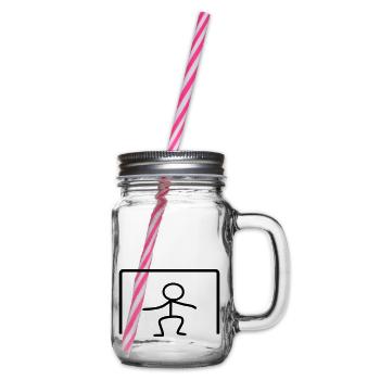 Stick Figures Gate - Glass jar with handle and screw cap - clear - Right