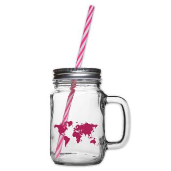 World map - Glass jar with handle and screw cap - clear - Right
