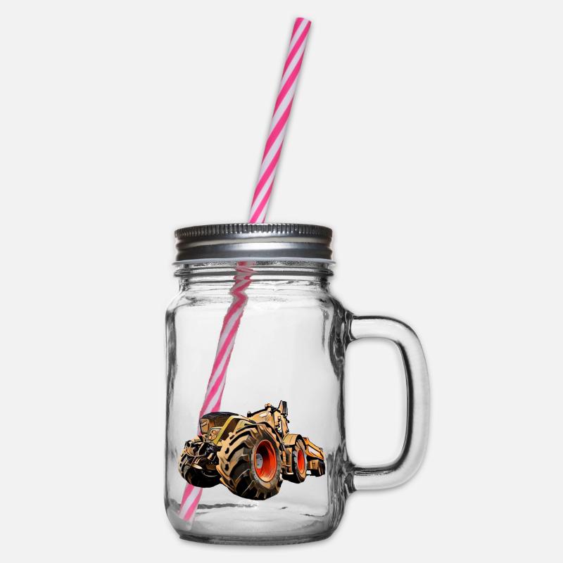 Traktor - Henkelglas mit Schraubdeckel - Klar