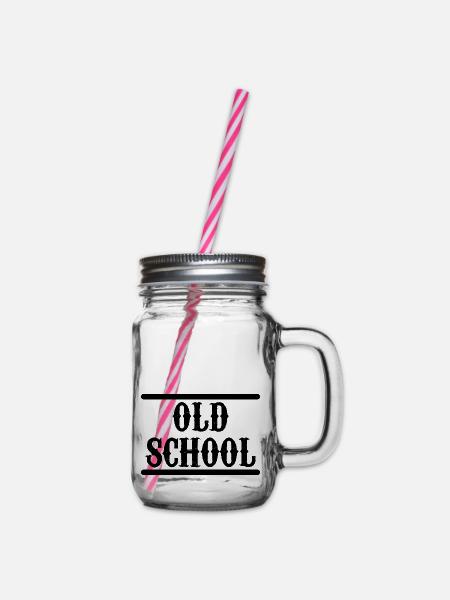 Old School - Henkelglas mit Schraubdeckel - Klar