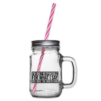 what I say quote - Glass jar with handle and screw cap - clear - Right