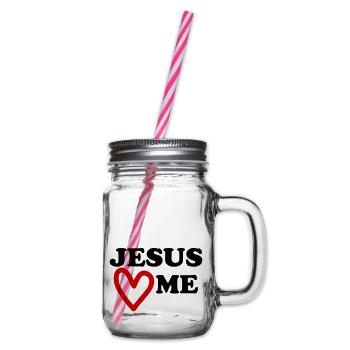 Jésus m’aime le cœur m’aime - Bocal à boisson - transparent - Droite