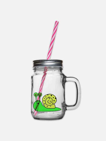 schnecke funny - Henkelglas mit Schraubdeckel - Klar