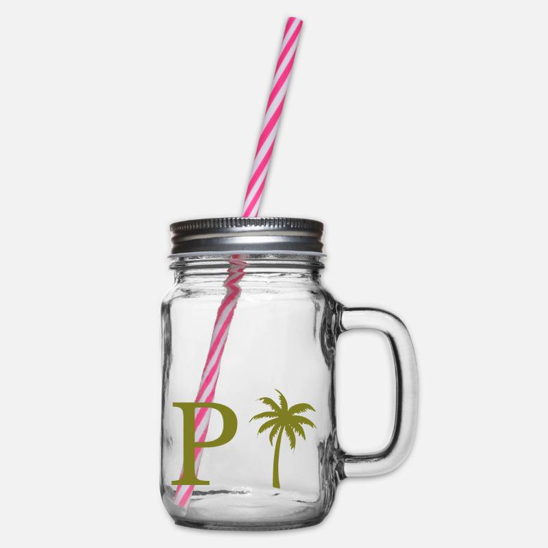 Lettre p vert Palm - Bocal à boisson - transparent