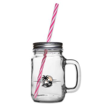 Island Summer Palm Tree - Glass jar with handle and screw cap - clear - Right