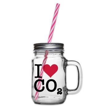 I Love CO2 - Glass jar with handle and screw cap - clear - Right
