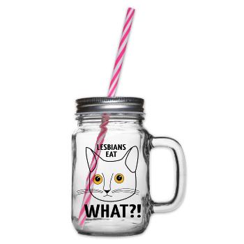 Lesbians eat WHAT? Cat - Henkelglas mit Schraubdeckel - Klar - Rechts