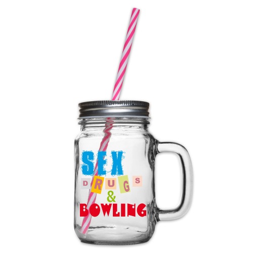 Sex, drugs & Bowling - Glas med handtag och skruvlock