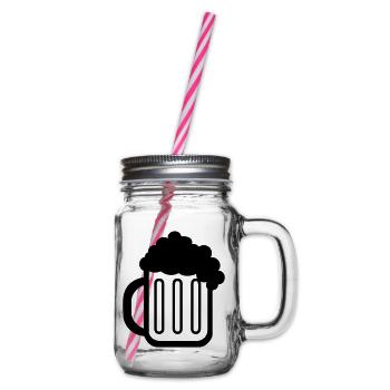 Bierkrug (beer mug) 01.0 - Henkelglas mit Schraubdeckel - Klar - Rechts