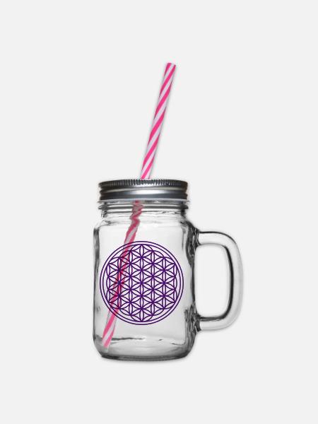 FLOWER OF LIFE - Henkelglas mit Schraubdeckel - Klar
