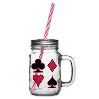 Poker Deck Dealer Trumpf Spielkarten Skat Canasta - Glass jar with handle and screw cap - clear - Right