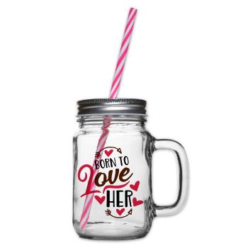love - Glass jar with handle and screw cap - clear - Right