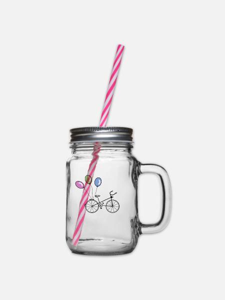 Fahrrad mit Heckantrieb - Henkelglas mit Schraubdeckel - Klar