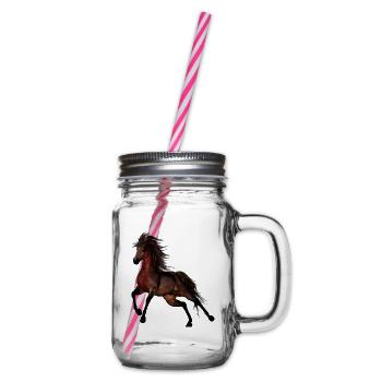 Brown Wild Horse - Glass jar with handle and screw cap - clear - Right