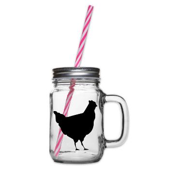bird chicken farm hen - Glass jar with handle and screw cap - clear - Right