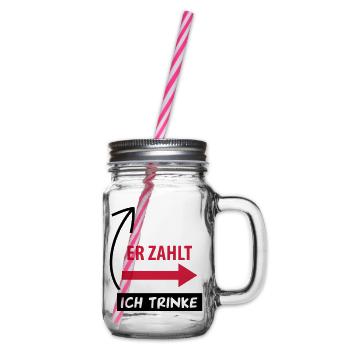 er_zahlt_ich_trinke__1f2 - Henkelglas mit Schraubdeckel - Klar - Rechts