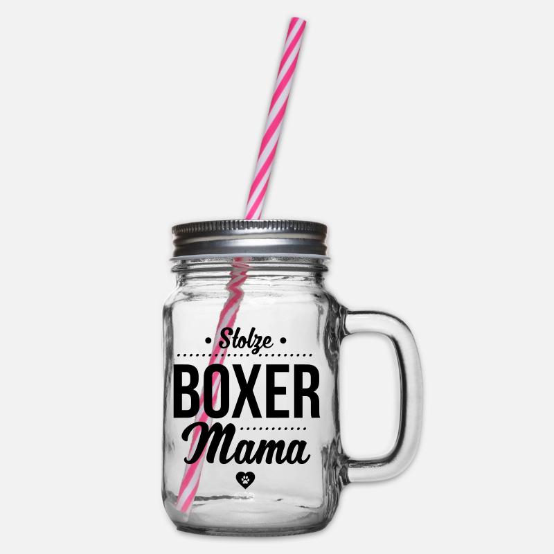 Orgoglioso Boxer Mama Cuore - Boccale con coperchio avvitabile - trasparente