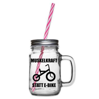 Dreirad "Muskelkraft statt E-Bike" - Henkelglas mit Schraubdeckel - Klar - Rechts