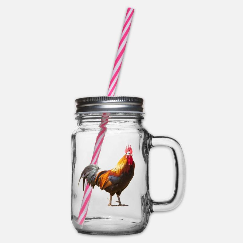 Comic Chicken- Comic Hahn - Henkelglas mit Schraubdeckel - Klar