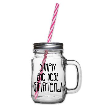 Love Lover Girlfriend Liebling Heart Schatz - Glass jar with handle and screw cap - clear - Right