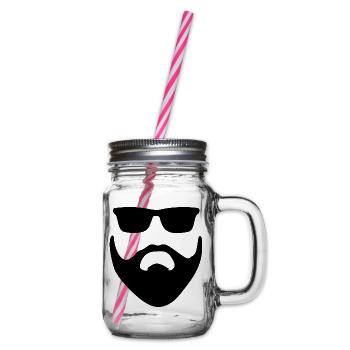 Barbe noire avec lunettes de soleil - Bocal à boisson - transparent - Droite
