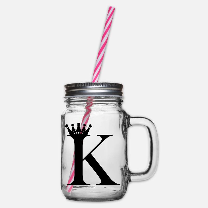 buchstabe K krone - Henkelglas mit Schraubdeckel - Klar