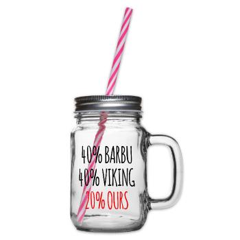 40% Barbu 40% Viking 20% Ours Cadeau Homme - Bocal à boisson - transparent - Droite
