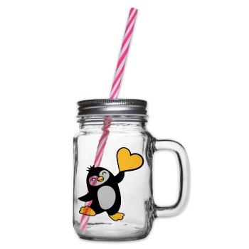 Un pingouin amical montre du cœur - Bocal à boisson - transparent - Droite