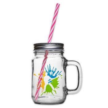 Bunte Tropfen Gitarrist Farbklecks - Henkelglas mit Schraubdeckel - Klar - Rechts